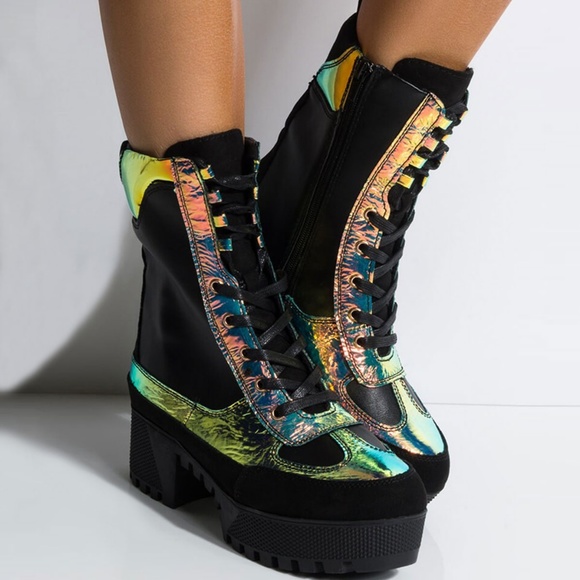 BAMBOO Shoes - Mermaid Lace Up Platform Heel Ankle Booties Boot